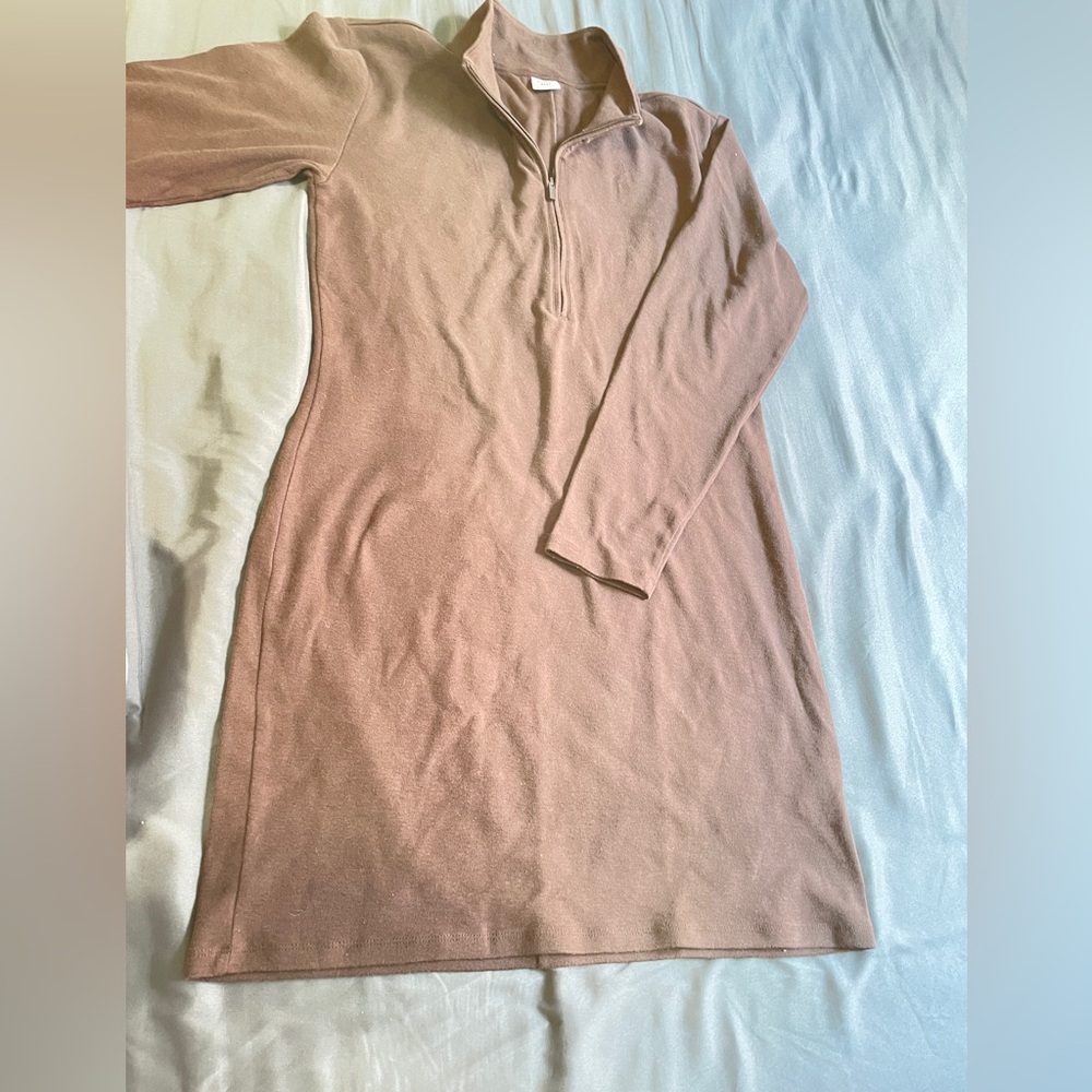 Sunday Best Quarter Zip Brown Maxi Dress - Size XL -